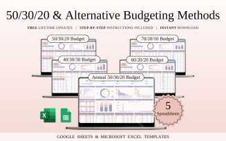 50/30/20 and Alternative Budgeting Methods | Spreadsheet Templates Excel and Google Sheets