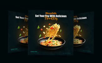 Korean restaurant food social media poster template