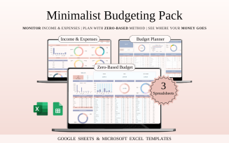 Minimalist Budgeting Pack | Spreadsheet Templates Excel and Google Sheets