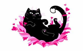 Playful Kitty in Bloom vector for FREE