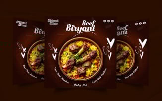 Professional restaurant biriyani advertisement social media poster template