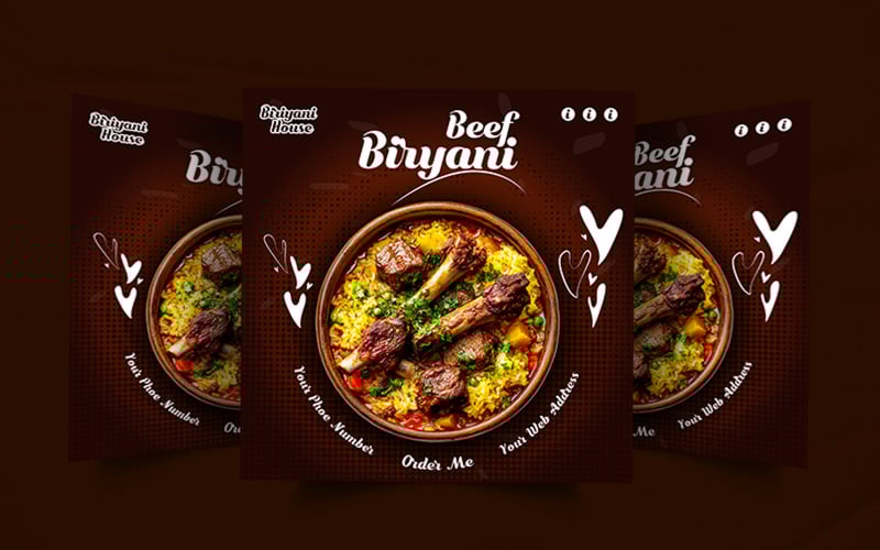 Professional restaurant biriyani advertisement social media poster template Social Media