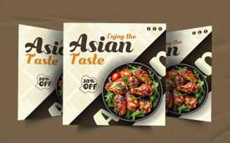 Restaurant asian food advertisement social media poster template