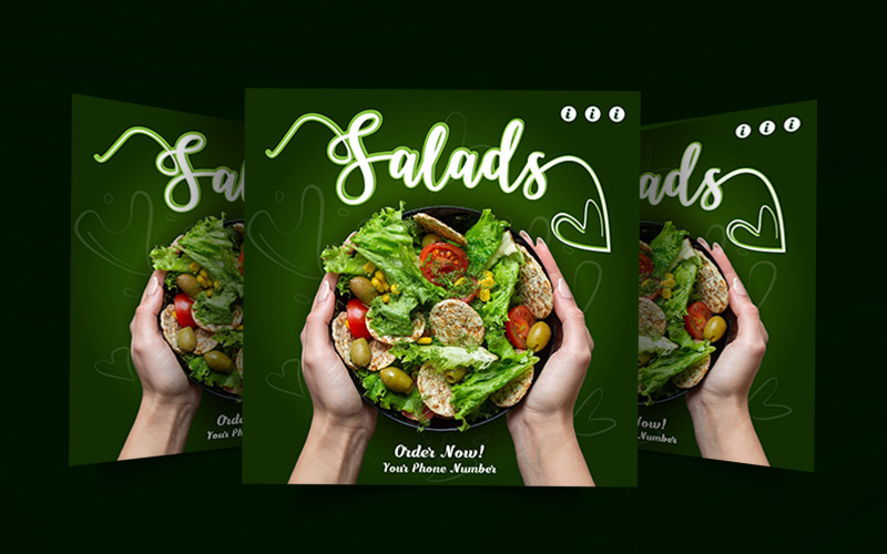 Restaurant food salad social media post design Social Media
