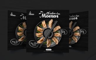 Restaurant momo food social media poster template
