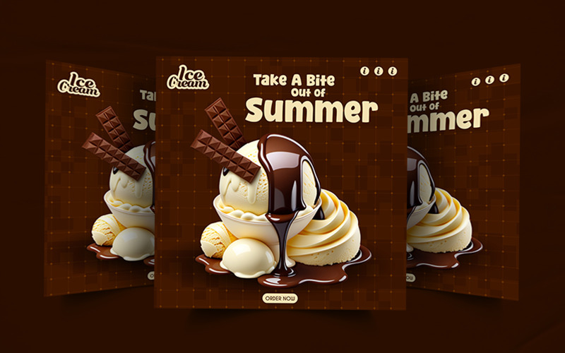 Vanilla with chocolate ice cream advertisement media poster design Social Media