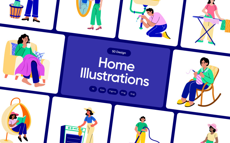 Home Illustration Art Set