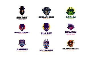 Mascot Character Emblem Set Logo Design