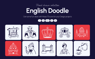 Modern English Doodle Icon Set
