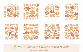 Retro Summer Beach T-shirt Designs Bundle