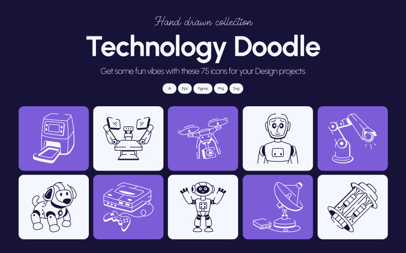 Technology Doodle Icon Set
