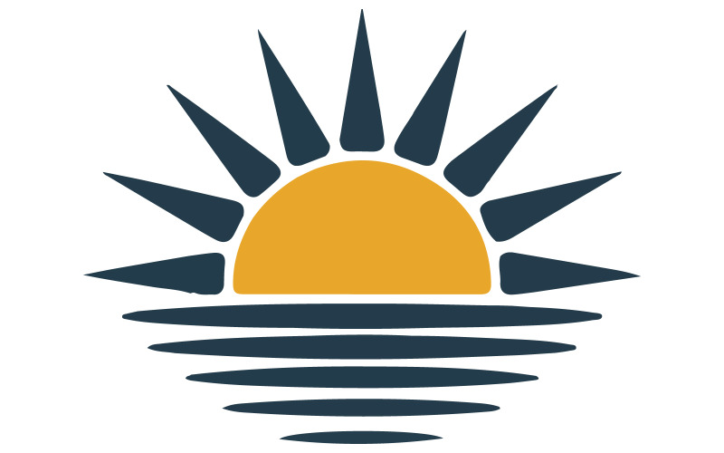 A logo design featuring a stylized sun rising Illustration