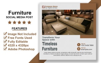 Modern Furniture Sale Social Media Template PSD for Promotional Use in Photoshop Design