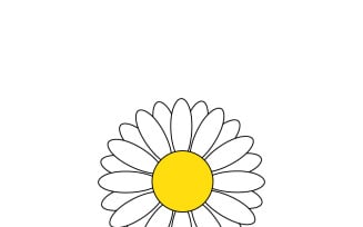 Minimalist Geometric Daisy Flower Vector Illustration Art