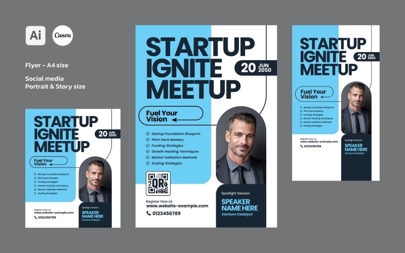 Flyer and Social Media Designs for Startup Webinar or Workshop Corporate Identity