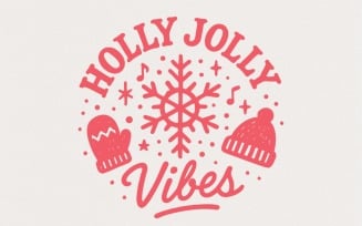 Holly Jolly Vibes PNG, Christmas Shirt PNG, Holiday Sublimation, Festive Winter Snowflake Mitten