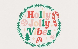 Holly Jolly Vibes PNG, Watercolor Candy Cane Clipart, Funny Christmas Printable, Vintage Inspired
