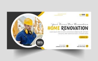Home Renovation Service Social Media Cover Banner Template