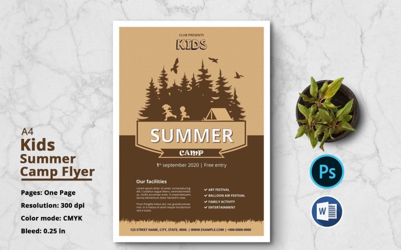 Kids Summer Camp Flyer Template – Fun & Editable Design Corporate Identity