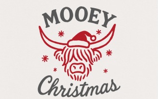 Mooey Christmas PNG, Highland Cow Christmas PNG, Christmas Cow Download, Funny Farmhouse Holiday