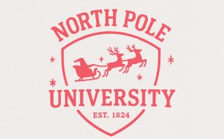 North Pole University PNG, Santa Sleigh Christmas Shirt PNG, Vintage Holiday Sublimation,