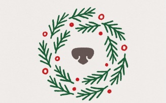 Wreath Bear Nose PNG, Cute Christmas Wreath PNG, Holiday Animal Art - Festive Bear Wreath PNG for