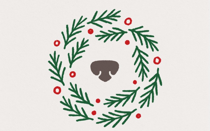 Wreath Bear Nose PNG, Cute Christmas Wreath PNG, Holiday Animal Art - Festive Bear Wreath PNG for Illustration