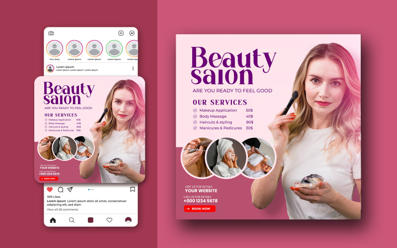 Beauty Salon Shop Social Media Template