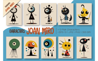 Characters in the style of Joan Miro 01.