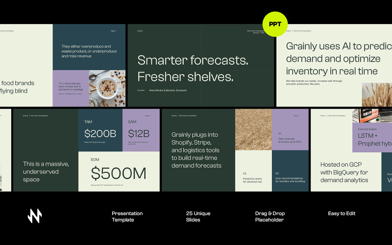 Grainly Food Tech Pitch Deck PowerPoint PowerPoint Template