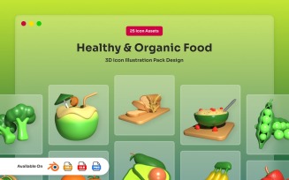 Healthy and Organic Food 3D Icon Pack
