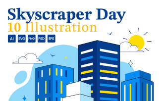 10 Skyscraper Day Vector Illustration
