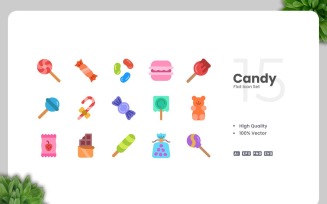 15 Candy Flat Icons Collection