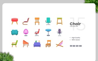 15 Chair Flat Icons Collection