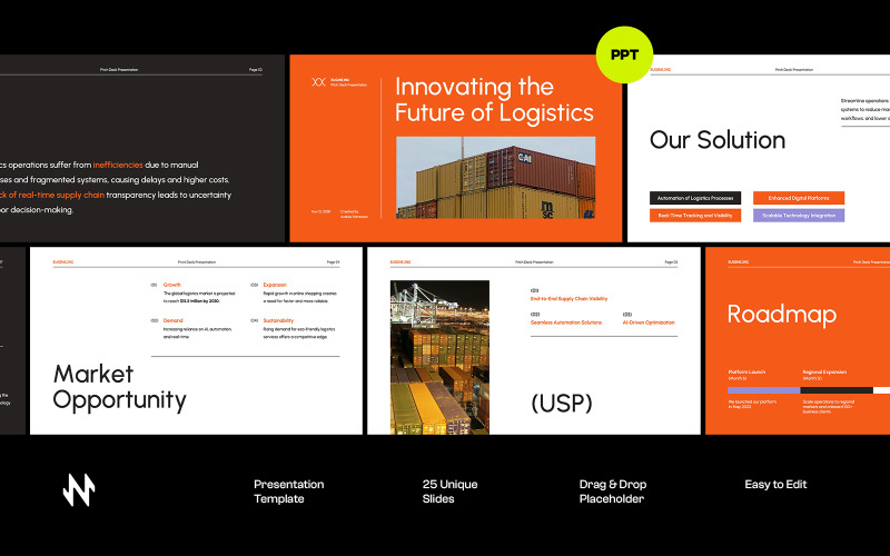 Logistics/Delivery Pitch Deck PowerPoint PowerPoint Template