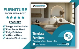 Luxury Sofa Furniture Sale Instagram Template PSD