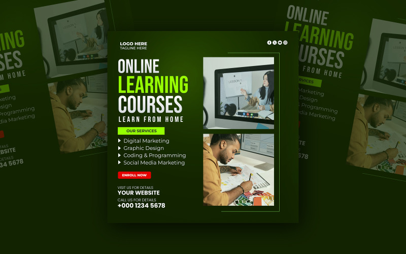 Online Course Marketing Template Social Media