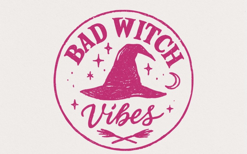 Bad Witch Vibes PNG, Witch Hat Halloween PNG, Magical Spooky Vibes Digital Download, Witchy Illustration