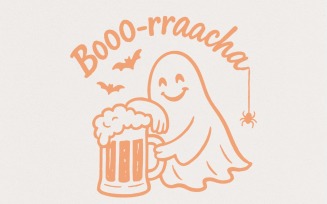 Booo-rraacha PNG, Retro Halloween Funny Ghost Digital Download, Halloween Beer, Spooky Ghost