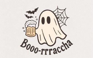 Booo-Rrraccha Ghost Beer Halloween PNG, Spooky Party Digital Artwork, Funny Halloween Ghost PNG,