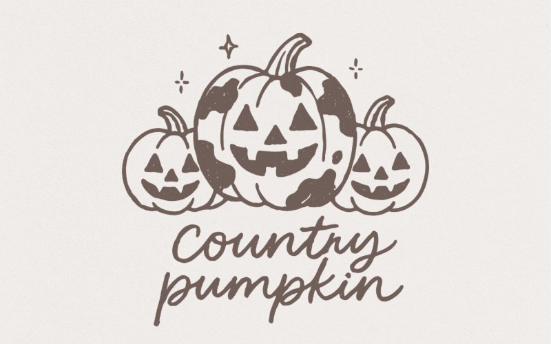Country Pumpkin PNG, Halloween Pumpkin Digital Download, Country Pumpkin Sublimation PNG, Trick Or Illustration