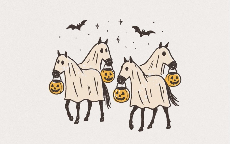 Cowboy Ghost Horse PNG, Halloween Shirt Digital Download, Spooky Season PNG, Cute Ghost PNG, Retro Illustration