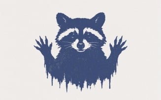 Distressed Raccoon PNG, Woodland Animal PNG, Wildlife Clipart – Rustic Forest Animal Digital Art,