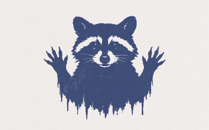 Distressed Raccoon PNG, Woodland Animal PNG, Wildlife Clipart – Rustic Forest Animal Digital Art, Illustration