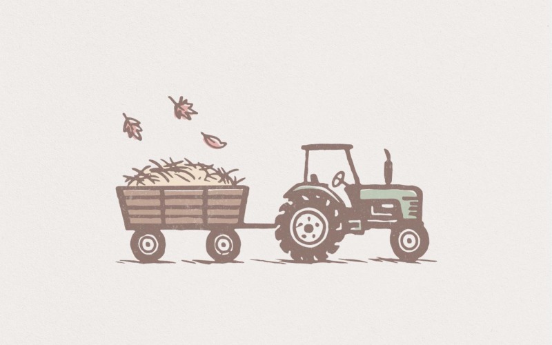 Fall PNG, Autumn PNG, Thanksgiving PNG, Country Harvest Tractor PNG for Sublimation, Farm Life Illustration