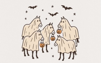 Halloween Horse PNG, Kids Halloween PNG, Cute Halloween Clipart, Funny Halloween PNG, Ghost PNG,