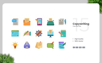 15 Copywriting Flat Icons Set