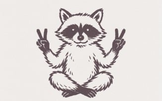 Peaceful Raccoon PNG, Meditating Animal Clipart, Zen Meditation Yoga, Cute Raccoon Digital