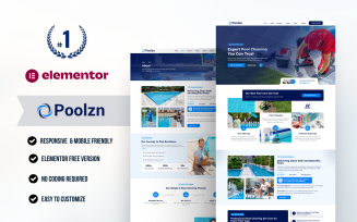 Poolzn – Swimming Pool Cleaning and Repair WordPress Elementor Template Kit