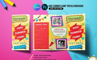 Printable Kids Summer Camp Trifold Brochure